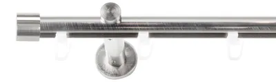 Produktbild von SN Deco Gardinenstange Innenlauf Brest, 19 mm, 1-läufig, Stahl, Komplett-Set mit Ringen, Profilträger, 360 cm, edelstahl optik