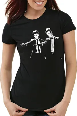 Produktbild von style3 Timelord Fiction T-Shirt Damen zeitreise serie polizei notrufzelle tarantino pulp, Farbe:Schwarz, Größe:XS