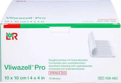 Produktbild von Vliwazell Pro superabsorb.Kompr.steril 10x10 cm 10 St