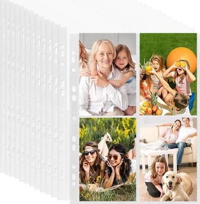 Produktbild von Famanu Ansichtskartenhüllen 60 Stück - DIN A4, 4 Fächer, transparent