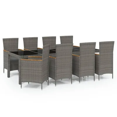 Produktbild von vidaXL 9-tlg. Garten-Essgruppe mit Kissen Poly Rattan Grau