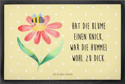 Produktbild von Mr. & Mrs. Panda Bodenvorleger Hummel Blume 60 x 90 cm - Gelb Pastell - Geschenk, Schmutzfangmatte, Hummeln, fußmatte, Fussmatte, Schmutzfänger, Vorleger, Lustige Sprüche