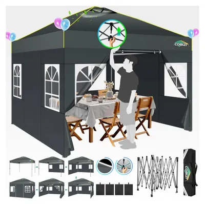Produktbild von Pavillon 3x3m wasserdicht, stabil und winterfest, faltbar mit 4 Seitenwänden, Belüftungsöffnungen und Sandsack für Märkte und Veranstaltungen, Grau