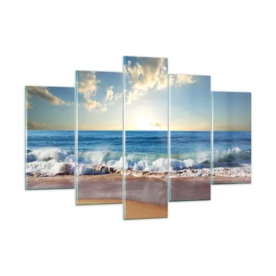 Produktbild von Bilder auf glas - Meer Ufer Wasser - 150x100cm - Glasbilder - Wandbilder - Kunstdruck - zum Aufhängen bereit - Wanddekoration aus Glas - Glas Bilder - Wandbild auf Glas - 5 Teile - GEA150x100-3551