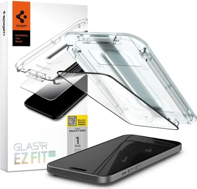 Obrázok produktu pre Spigen Glas.tR EZ Fit HD, Apple, iPhone 15, Priehľadná, 1 kusov