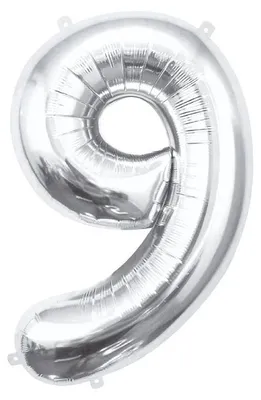 Image de Ballon en plastique XL chiffre 9 argent 85 cm