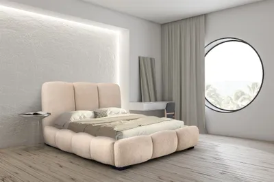 Produktbild von Polsterbett Doppelbett GRACIA 180x200cm Komplettset in Stoff Allora Creme