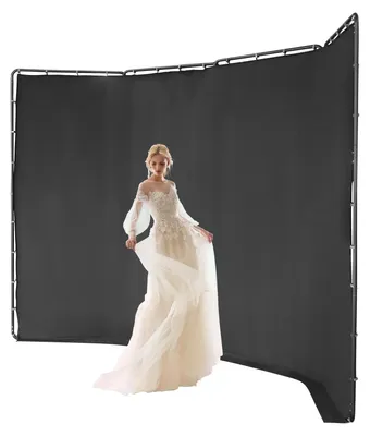Produktbild von Hintergrund Stativ Set - Verstellbares Fotostudio Hintergrundsystem - 4 x 2,4 m Metallgestell - Vliesstoff Hintergrund - Mit Tragetasche - Schwarz