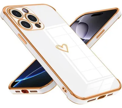 Image de Coque pour iPhone 16 Pro Max avec motif cœur, finition galvanisée, protection de l'appareil photo, en TPU souple, de couleur blanche
