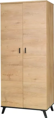 Produktbild von Geräumiger 2D Kleiderschrank JOHN 1 / LEFKAS EICHE + SCHWARZ
