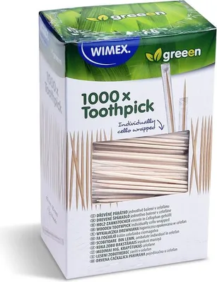 Produktbild von Holz-Zahnstocher einzeln in Cellophan gehüllt 65mm [1000 St.]