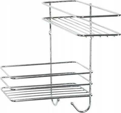Immagine prodotto di Doppio ripiano angolare in filo metallico cromato per doccia 26,5x31,5 cm