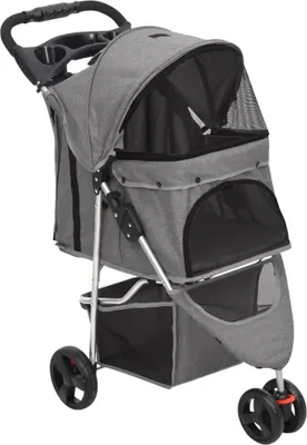 Obrázek produktu pro Skládací kočárek pro psa šedý 80 x 46 x 98 cm oxfordská tkanina