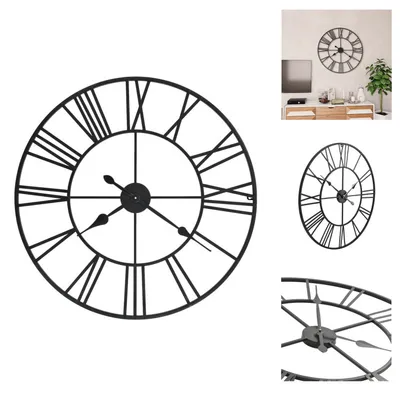 Image de vidaXL Horloge murale vintage avec mouvement à quartz métal 80 cm XXL - Horloges murales