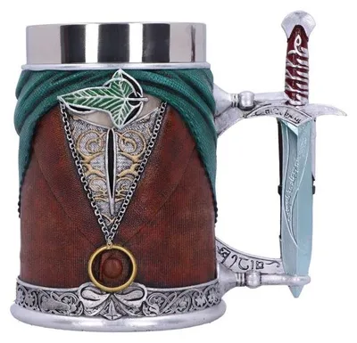 Frodo Bierkrug aus Harz, 15,5 cm, braun