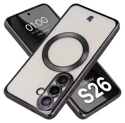 Produktbild von Handyhülle mit Kameraschutz und Magnetring für Galaxy S26, Bizon Case GuardO, Transparent-Schwarz