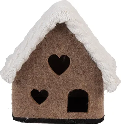 Obrázek produktu pro Clayre & Eef dekorativní figurka domeček 13x10x13 cm hnědý textil