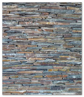Produktbild von Wallario Herdabdeckplatte aus Glas, Größe 52 x 60 cm 1-teilig, Motiv Natursteinmauer in grau braun