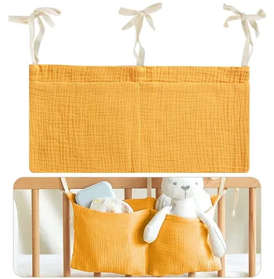 Image de Organiseur suspendu - Organiseur de lit pour bébé - 100 % coton - 38 x 18 cm - Avec 2 poches