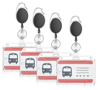 Image de Porte-cartes 4 compartiments, pochette extensible pour carte d'identité, lanière avec porte-cartes pour porte-clés et cartes d'identité