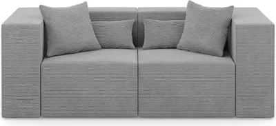 Produktbild von 2-Sitzer Sofa NOVA - Modulares Sofa fur Wohnzimmer, 208x105x76cm Hellgrau