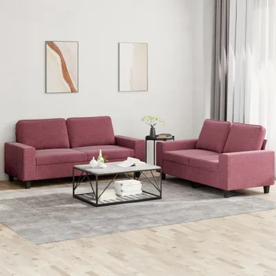 Produktbild von Maison Exclusive - 2-tlg. Sofagarnitur Weinrot Stoff