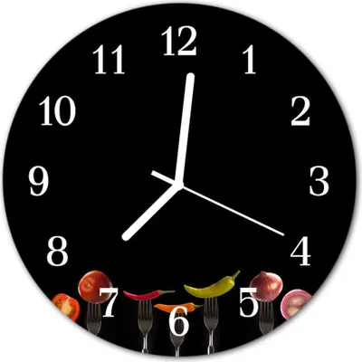 Produktbild von Glasuhr Wanduhr Küchenuhr Echt-Glas 30fi cm Gabel schwarz