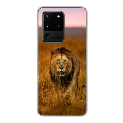 Produktbild von MuchoWow® Handyhülle Schutzhülle Hülle für Samsung Galaxy S20 Ultra Löwe - Savanne - Gras Silikon Softcase Handy Hülle - Karteninhaber