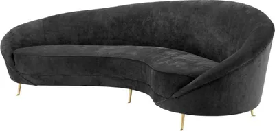 Produktbild von Casa Padrino Designer Samt Sofa Schwarz / Messingfarben 245 x 87 x H. 79 cm - Gebogene Luxus Couch - Designer Wohnzimmer Möbel