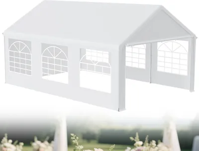 Produktbild von LZQ altana 4x6 m wodoodporna i ochrona UV 50+, duży namiot imprezowy z panelami bocznymi i plandeką PE - biały - 24 m²