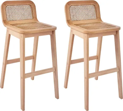 Image de Lot de chaises SANA d'îlot et bar en chêne et assise cannage 65cm