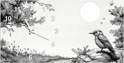 Produktbild von Wanduhr aus Glas mit Motiv Natur Illustration- 60 x 30 cm - inkl. Aufhängesystem