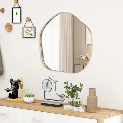 Asymmetrischer Wandspiegel, Gold, 75x70 cm, modern