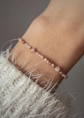 Image de Bracelet composé de pierres naturelles de quartz rose et rhodochrosite
