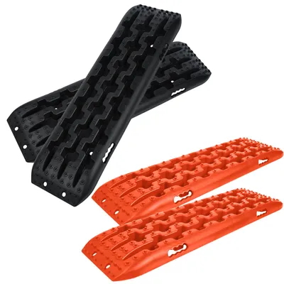 Immagine prodotto di QEENTOE, kit di 2 piastre antiscivolo per auto, assistenza per la trazione in fuoristrada, tavolette di recupero, catene antiscivolo, tappetini di presa, tappetini antiscivolo per la neve, scaletta per pneumatici (colore: nero)