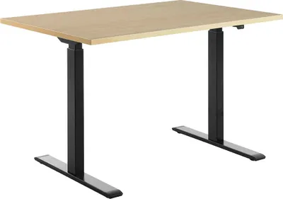 Produktbild von Topstar E-Table höhenverstellbarer Schreibtisch ahorn rechteckig T-Fuß-Gestell schwarz 120,0 x 80,0 cm