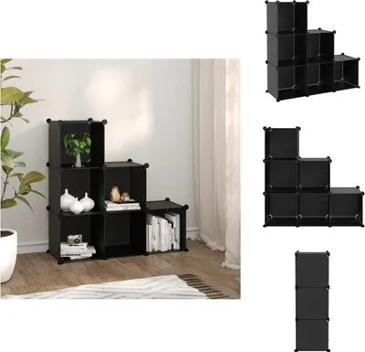 Produktbild von vidaXL Regalsystem mit 6 Würfeln Schwarz PP -  Schuhregale & -schränke