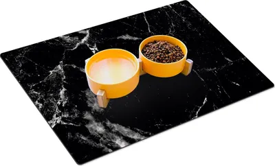 Image de HUBDECO Tapis pour nourriture pour chiens et chats, dessous de gamelle, tapis pour nourriture pour animaux imperméable et antidérapant, facile à nettoyer, n'absorbe pas les odeurs, 59 x 39 cm, motif 15