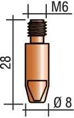 Produktbild von Stromdüse Draht-Ø 1mm M 6 L.28mm E-Cu TRAFIMET