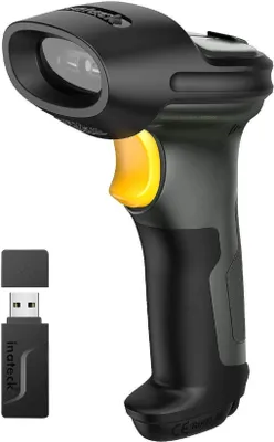 Produktbild von Inateck Barcode Scanner Bluetooth, 1D Wirless Barcode Scanner, 100M Übertragungsreichweite 433MHz, 2600 mAh Akkukapazität, Scannen Barcodes auf dem Bildschirm
