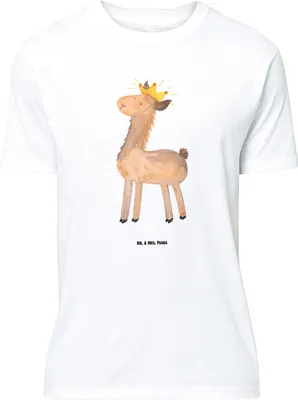 Produktbild von Mr. & Mrs. Panda Größe XL T-Shirt Lama König - Weiß - Geschenk, Papa, Tshirt, Shirt, Lamas, mit Spruch, Kollegin, Freundin, Mama