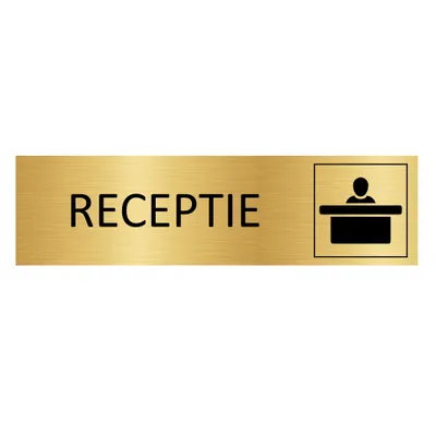 Produktbild von CombiCraft Aluminium Türschild "Receptie" in Gold mit 3M-Klebeband - 165 x 45 mm