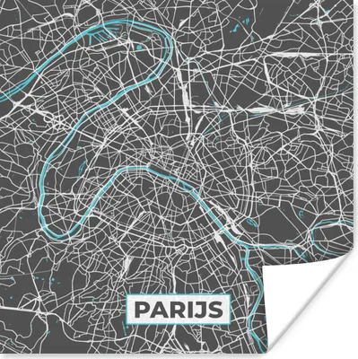 Produktbild von MuchoWow® Poster Paris - Stadtplan - Blau - Karte 100x100 cm - Babyzimmer