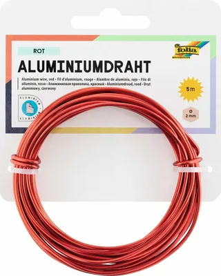 Produktbild von Folia 79620 Basteldraht Alu - rot, 2 mm x 5 m