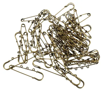 Produktbild von 50 Stück Sicherheitsnadeln aus Legierung 3-Loch Broschenrohlinge zum Selbermachen Metallnadeln für Pullover und Mäntel für Selbstgemacht Schmuck