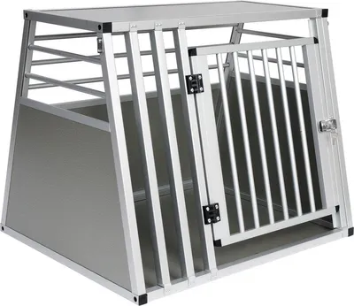 Image de Happyment Cage de transport pour chien Deluxe – Cage de transport pour animaux domestiques – Cage pour voiture – Resibench – 65 x 65 x 80 cm – Argent