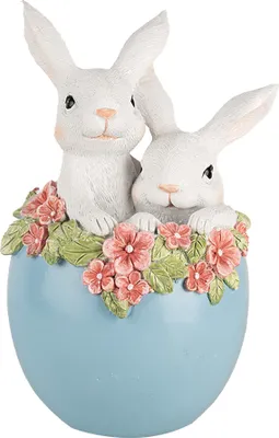 Immagine prodotto di Clayre & Eef figura decorativa coniglio 13x12x20 cm bianco blu plastica