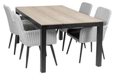 Produktbild von 5-teiliges Gartenset | 4 Pisa Gartenstühle | Limasol Gartentisch | 180 cm