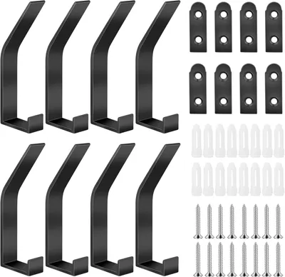 Produktbild von Kleiderhaken aus Edelstahl, 8 Stück, matte schwarze Wandhaken, für Küche und Bad