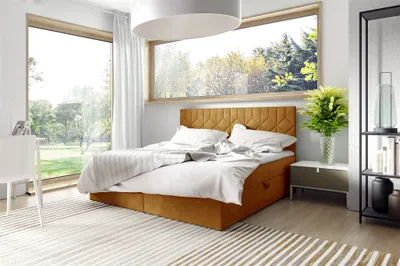 Produktbild von Boxspringbett Schlafzimmerbett 160x220cm LAZARO Nr.5 Gelb inkl. Bettkasten